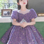 Bubble Sleeve Princess Dress Sequined Western Style Baby Girl Birthday Party Girl Costume