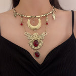 Womens Bronze Crescent Choker Necklace