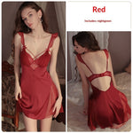 Luxe Sheer Mesh Sexy Nightwear A Sizzling Backless Sleep Dress And Robe Set For At-home Wear