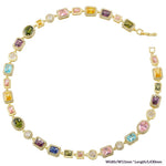 Elegant, Luxe-style Diamond-encrusted Square Choker Necklace And Bracelet