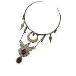 Womens Bronze Crescent Choker Necklace