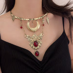 Womens Bronze Crescent Choker Necklace