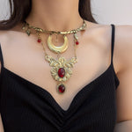 Womens Bronze Crescent Choker Necklace