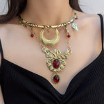 Womens Bronze Crescent Choker Necklace