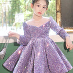 Bubble Sleeve Princess Dress Sequined Western Style Baby Girl Birthday Party Girl Costume
