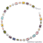 Elegant, Luxe-style Diamond-encrusted Square Choker Necklace And Bracelet